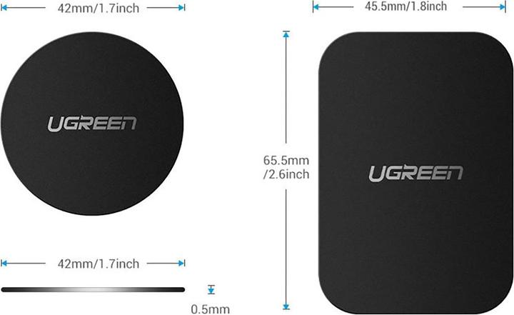 Produktbild Ugreen LP123 60410 round/rectangular metal plates for magnetic phone holders - black (2 pcs)