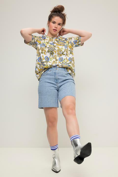 Produktbild Studio Untold Jeans-Shorts, Wide Legs, High Waist, Ziersteinchen, Destroy-Effekte, 5-Pocket, Elastikbund (54)