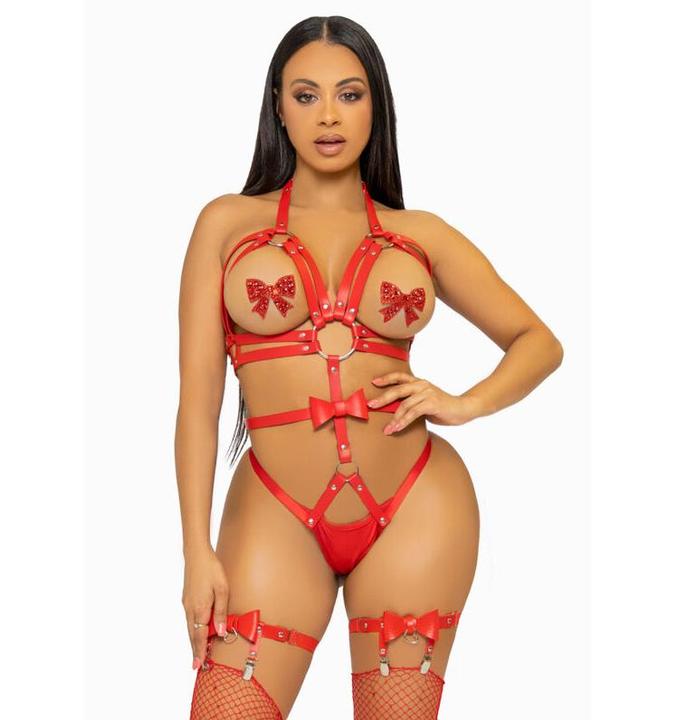 Produktbild Leg Avenue Kink Befestigter O-Ring-Gurt Teddy Gr?Sse M - Rot (M)