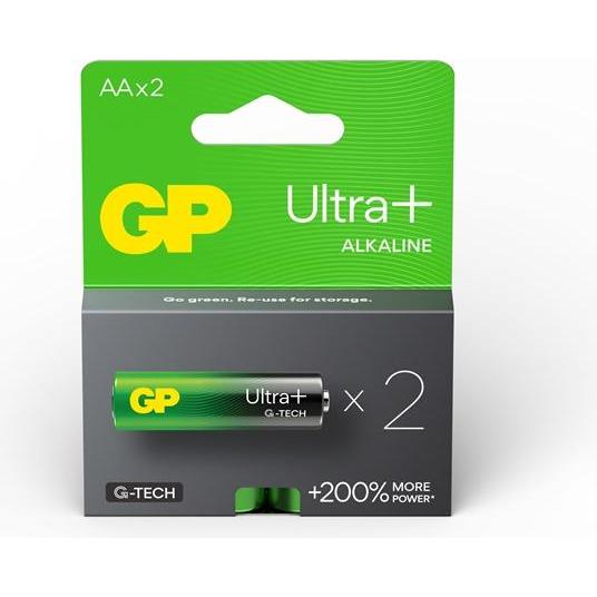 GP Batteries BATTERIE ULTRA+ ALCALINE AA 1,5V 2PCE (2 pz., AA / LR6 / LR06 / Mignon / R6 / R14505), Batterie + pile