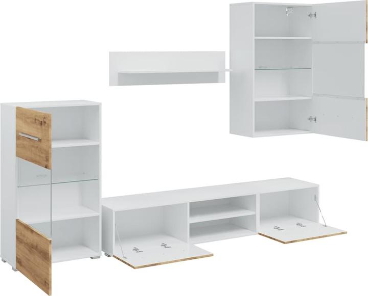 Produktbild vidaXL 5-tlg. Wohnwand mit LED-Beleuchtung Artisan-Eiche Holzwerkstoff