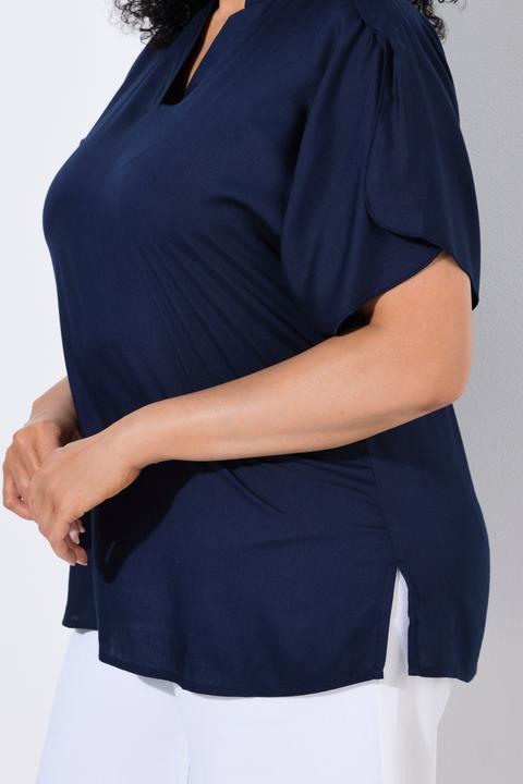 Actual product image Ulla Popken Split Sleeve Relaxed Fit Blouse (62)