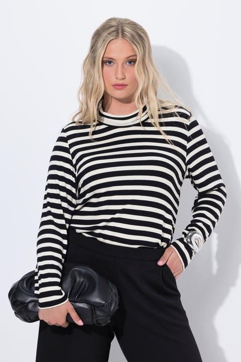 Image du produit Ulla Popken T-shirt slim à col roulé, rayures et manches longues (58)