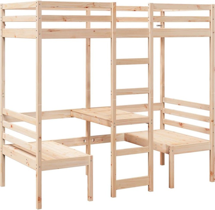Image du produit VidaXL Lit superposé avec bureau & chaises (90 x 190 cm)