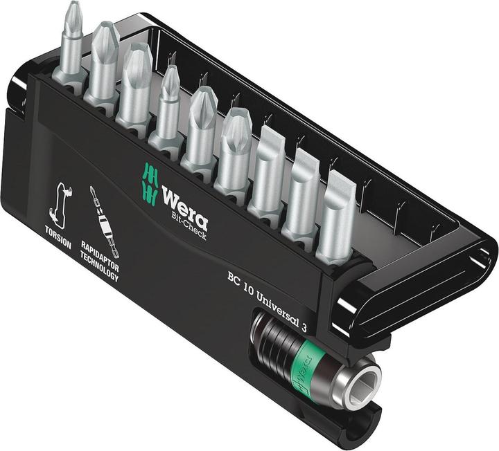 Produktbild Wera Bit-Check 10 Universal 3 (Innensechskant, Kreuz Phillips PH, Kreuz Pozidriv PZ, Schraubschlitz)