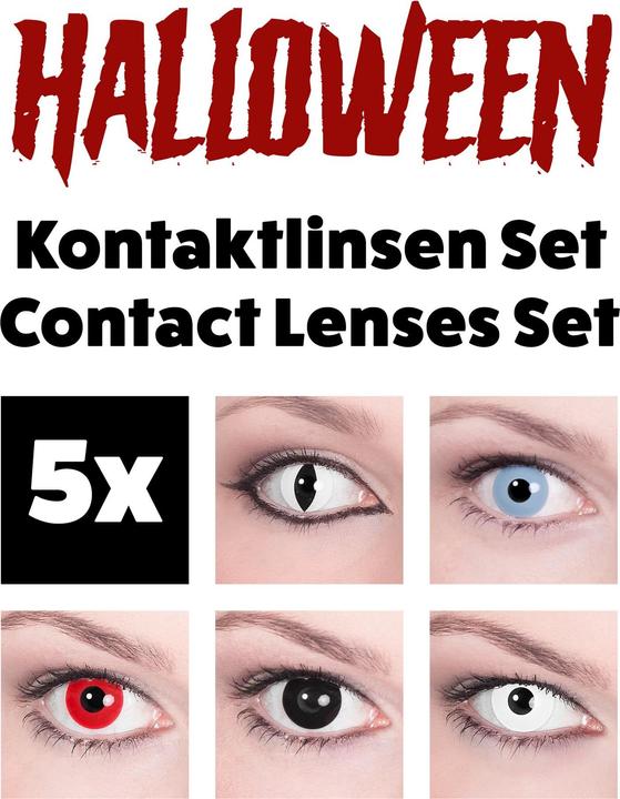 Metamorph 5 Paar Farbige Halloween Karneval Kontaktlinsen (Weiss)