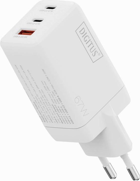 Productafbeelding Digitus USB GaN Charger 67W, 2x USB-C, 1x USB-A (67 W, 3 ports)