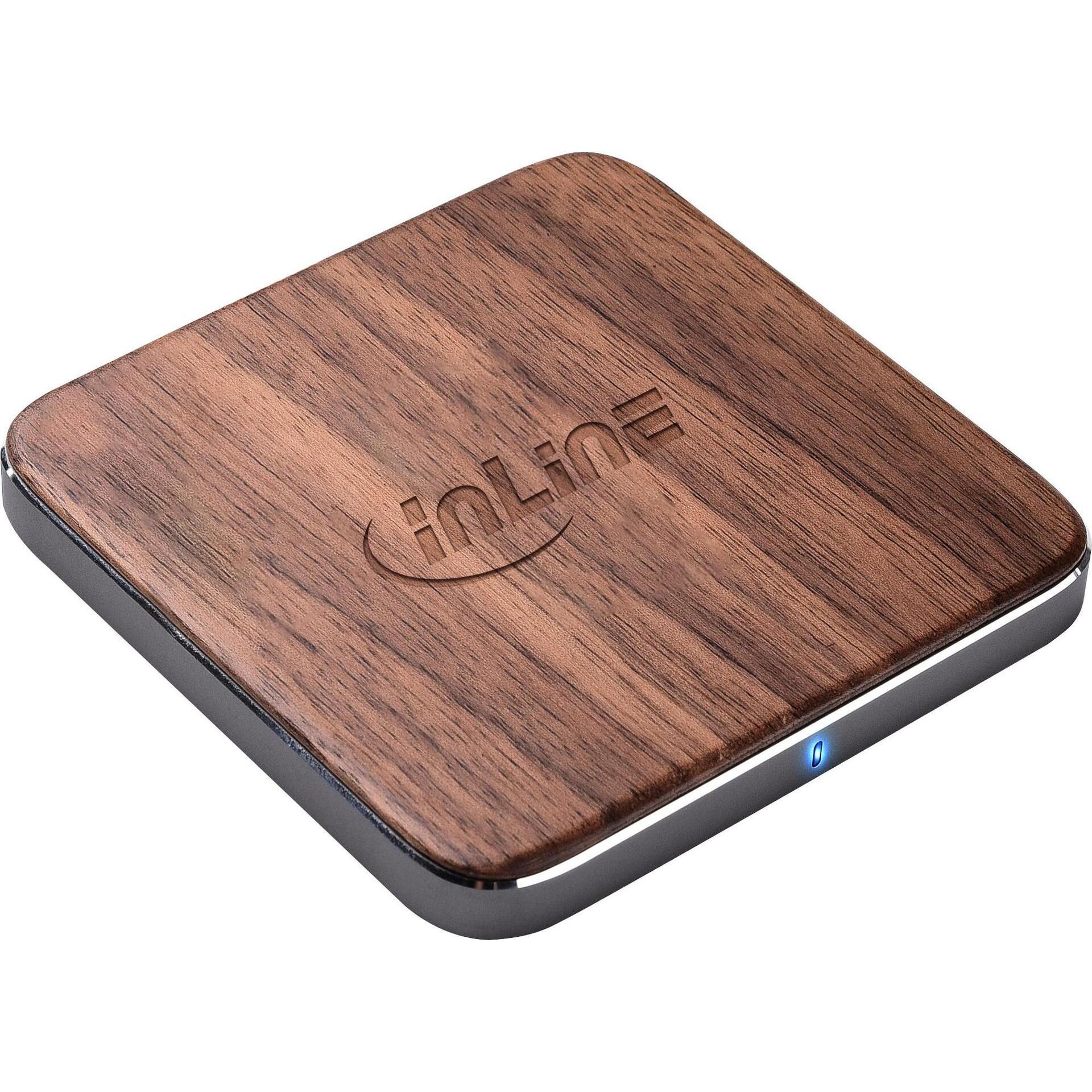 Thumbnail - InLine Qi woodcharge (10 W), Wireless Charger, Braun