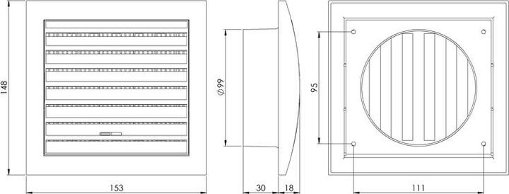 Image du produit Europlast GRILLE AJUSTABLE 148X153/D100, BLANC