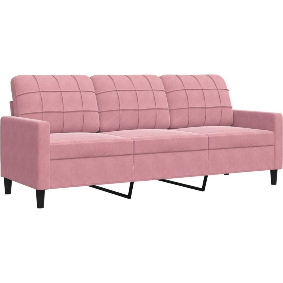 VidaXL, Sofa, Sofa Garnitur Lounge Sitzgruppe Polstersofa Sessel 3-tlg. Rosa Samt (3-Sitzer)