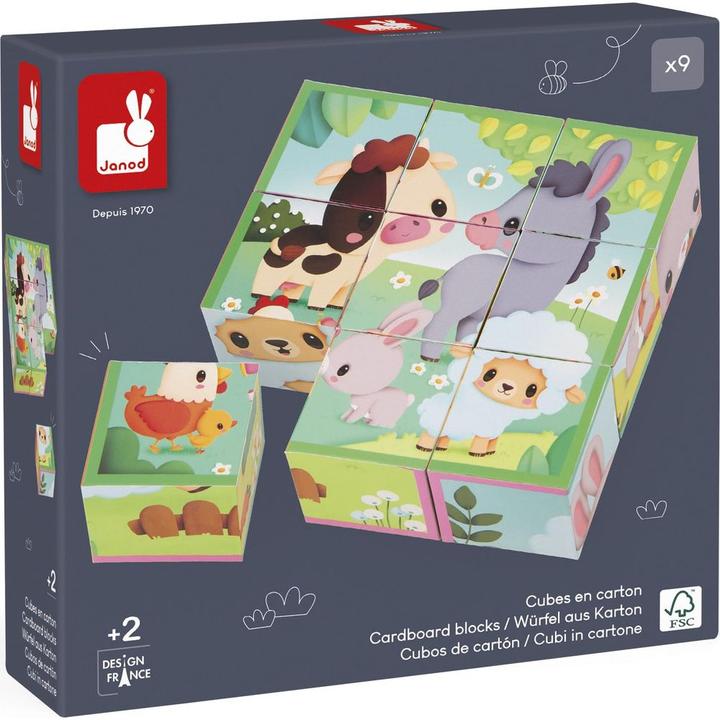 Image du produit Janod Ferme cubes animaux (9 pièces)