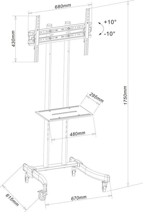 Image du produit Techly Chariot TV LED/LCD pour TV LCD LED avec support (40 kg, 23" - 31")