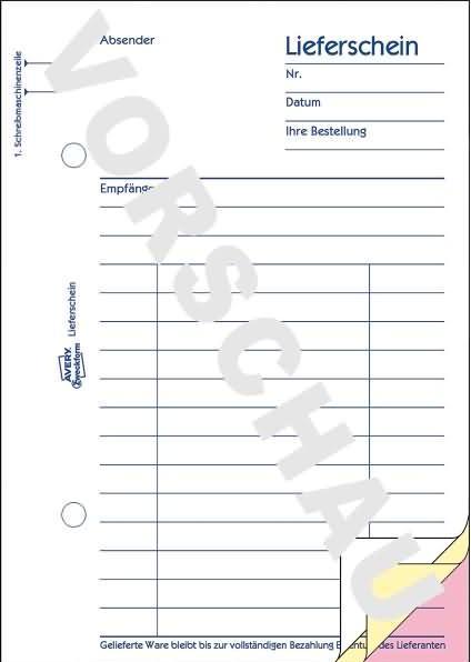 Produktbild Avery Lieferscheine mit Empfangsschein (40x)