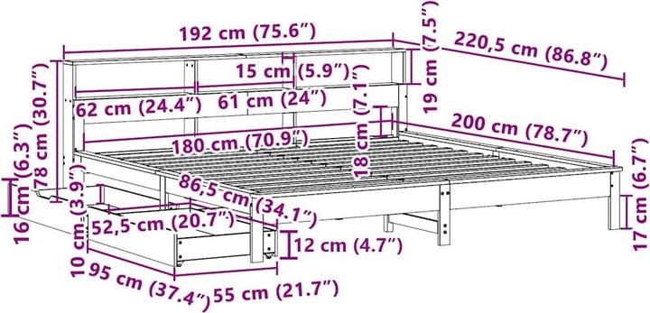 Produktbild vidaXL Bettgestell (180 x 200 cm)