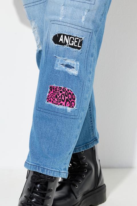 Image du produit Angel of Style Jean Boyfriend, 5 poches, détails destroy avec imprimés (44)