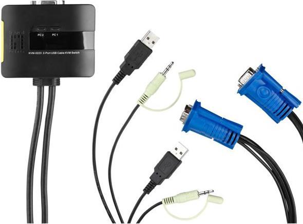 Image du produit LevelOne KVM-0223, commutateur KVM à 2 ports, VGA, audio, USB