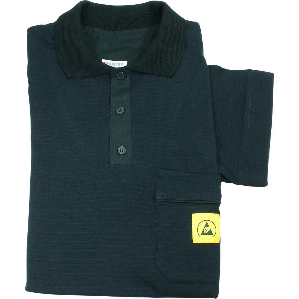 Wetec, Arbeitsjacke, ESD-Polo-Shirt light, mit schwarzem Kragen, Grösse S, schwarz (S)