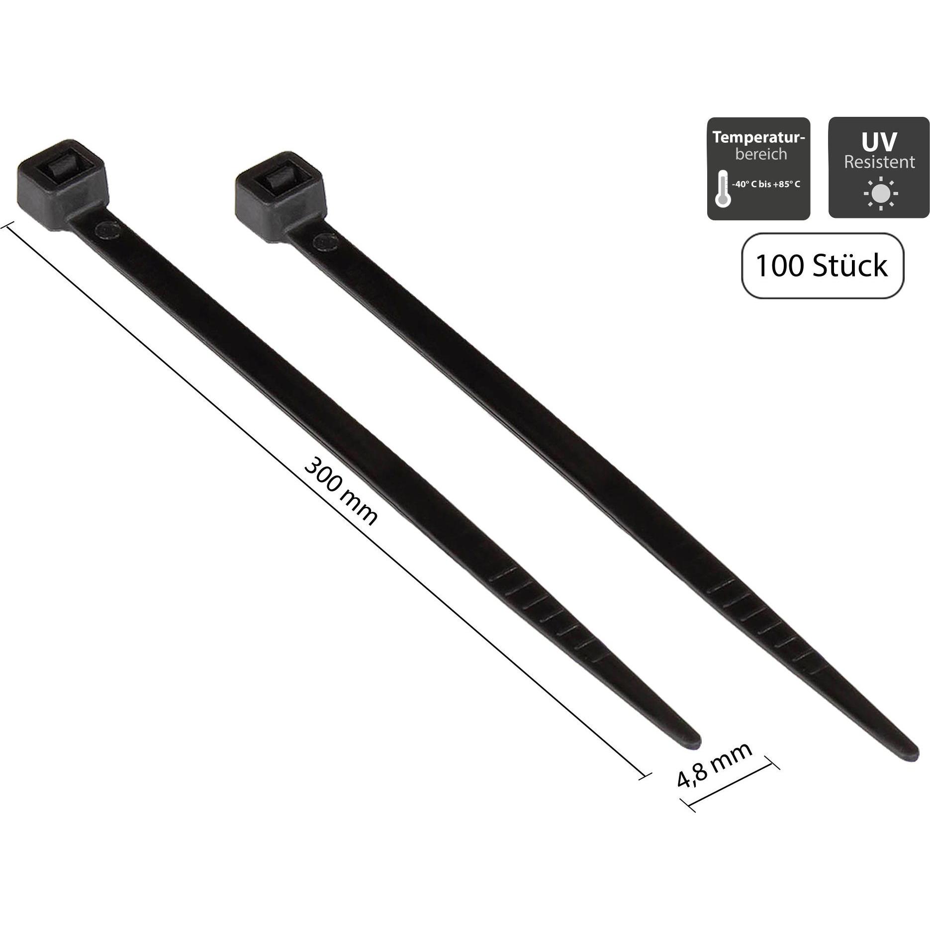Thumbnail - Good Connections, Kabelbinder, Kabelbinder 300 mm x 4,8 mm, schwarz, UL, UV-resistent, -40 °C bis +85 °C, 100 Stück, Goo...