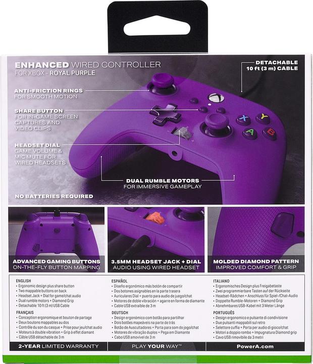 Produktbild PowerA Controller Wired Royal Purple (Xbox One/Series X/PC) (Xbox Series S, Xbox Series X)