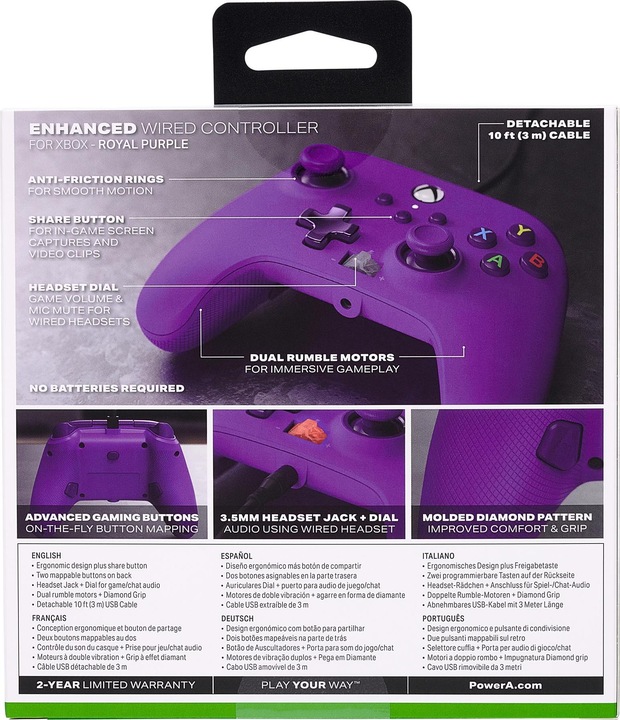 Actual product image PowerA Controller Wired Royal Purple (Xbox One/Series X/PC) (Xbox Series S, Xbox Series X)