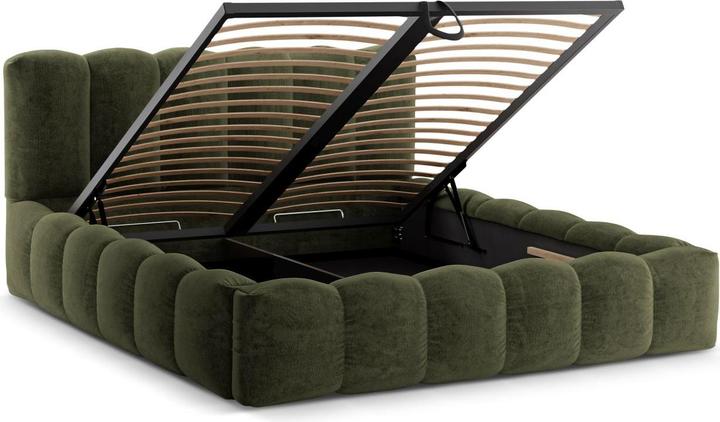 Actual product image Micadoni Storage Bed With Headboard, "Lupine", Green, 226x186x95 Made in Europe (160 x 200 cm)