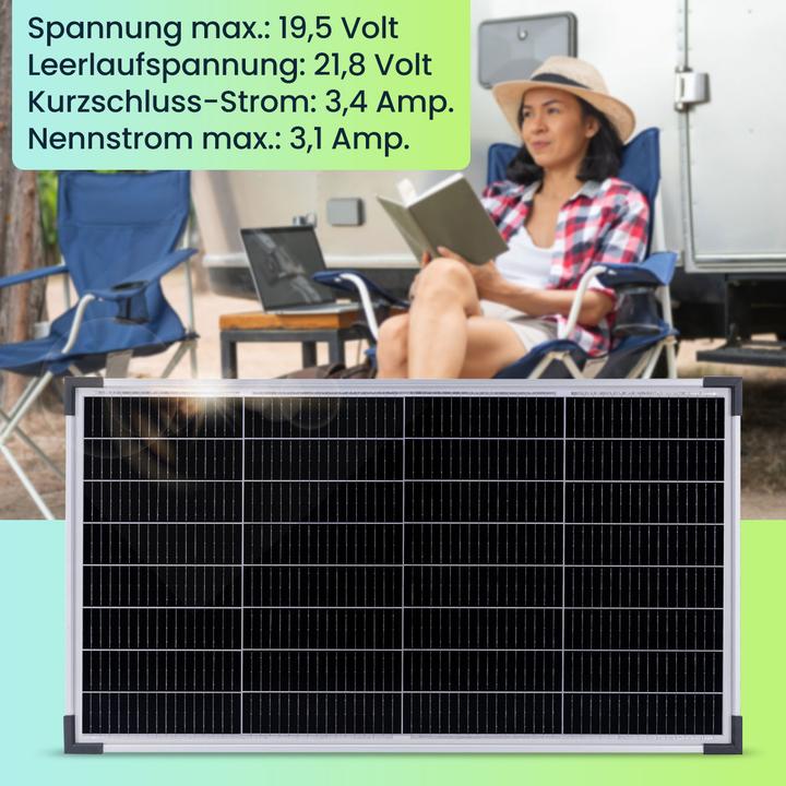 Produktbild Casativo Mobiles Solarpanel mit monokristallinen Zellen, 60 Watt, IP60 Watt, IP65 (60 W, 4.12 kg)