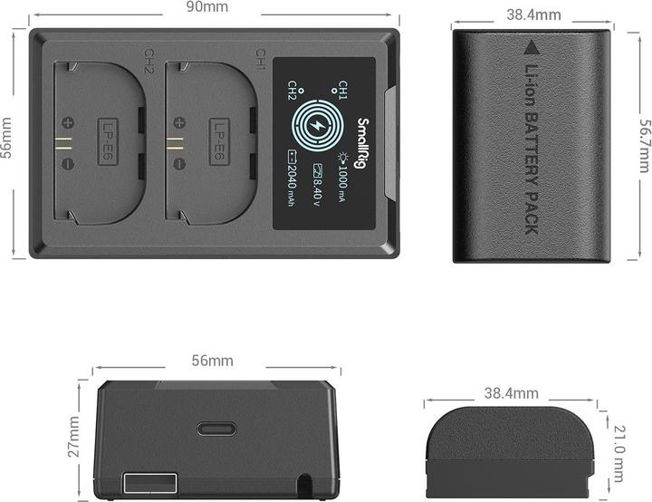 Image du produit SmallRig LP-E6NH Kit batterie et chargeur pour appareil photo 3821 (Batterie de l'appareil photo)