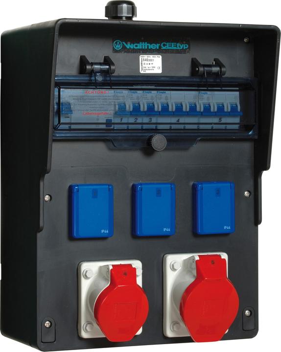 Productafbeelding Walther Werke WAL 6463005 Massief rubberen wandverdeler zwart (3x, CEE 16/5)