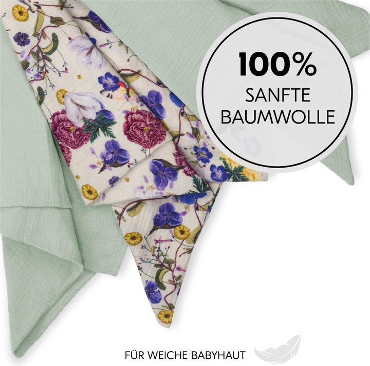 Actual product image Hauck Cuddle N Clean 3Set Sage/ Beige Floral (80 cm, 80 cm)