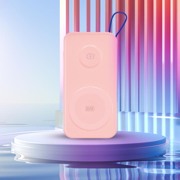 Produktbild 3MK Powerbank PastelUp 10,000mAh 22.5W z Magsafe + ładowanie Apple Watch różowy (10000 mAh, 22.50 W, 37 Wh)