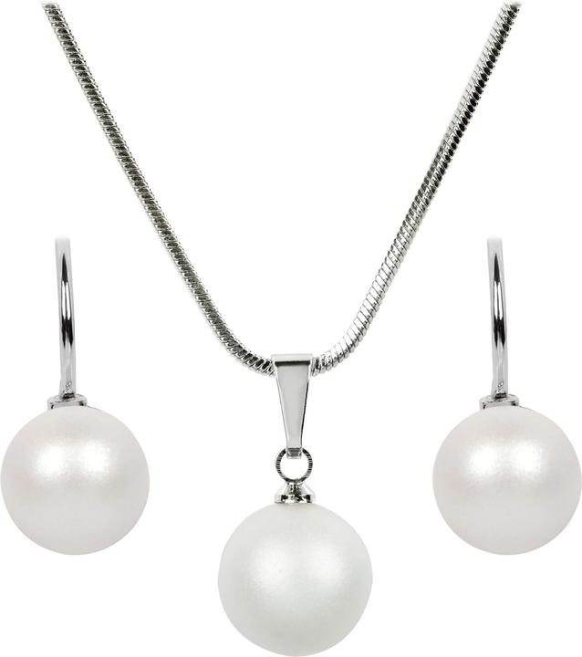 Actual product image Levien Pearl Pearlescent White Necklace and Earrings Set SET-041