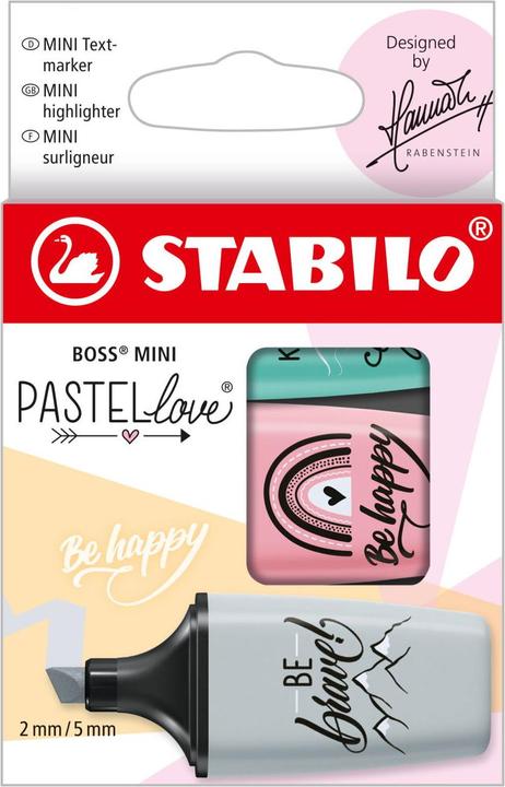 Produktbild STABILO BOSS MINI Pastellove 2.0 Textmarker (Grau, Rosa, Türkis, 5 mm, 3 x)
