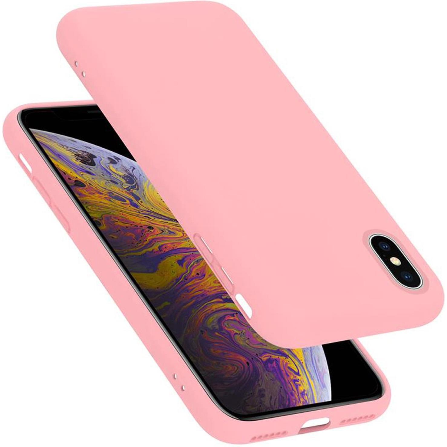 Cadorabo TPU Liquid Silicone Case Cover (Apple iPhone X), Smartphone Hülle, Rosa