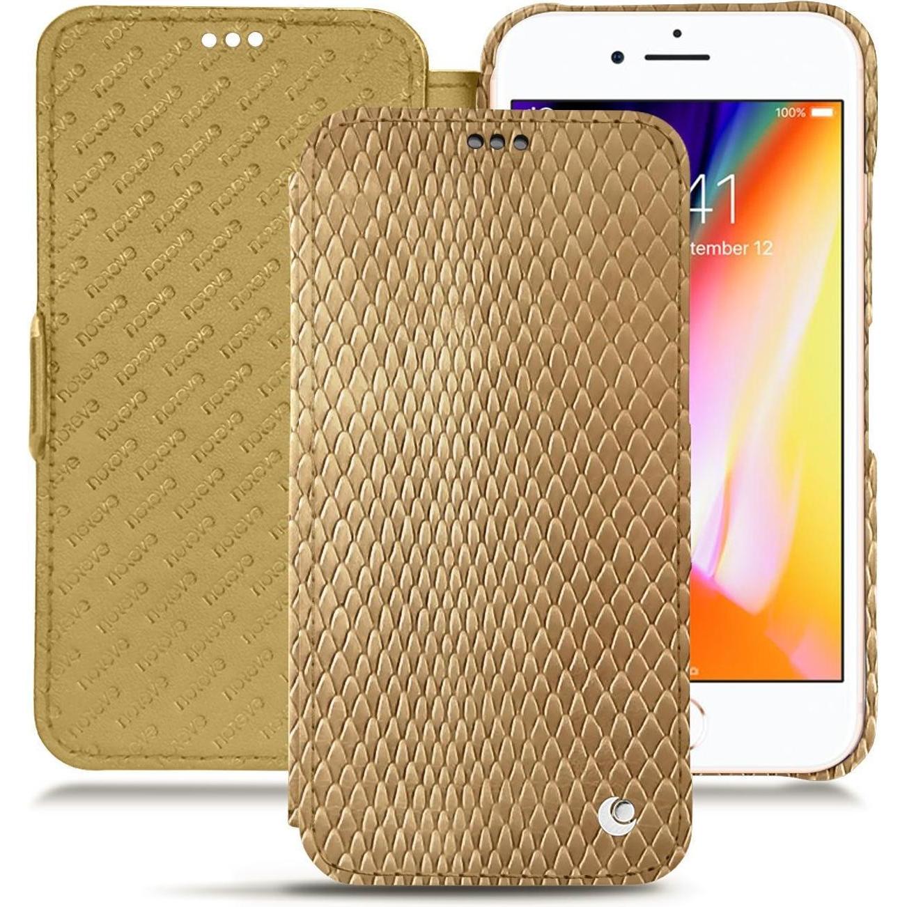Noreve Lederschutzhülle horizontal (Apple iPhone 8), Smartphone Hülle, Beige