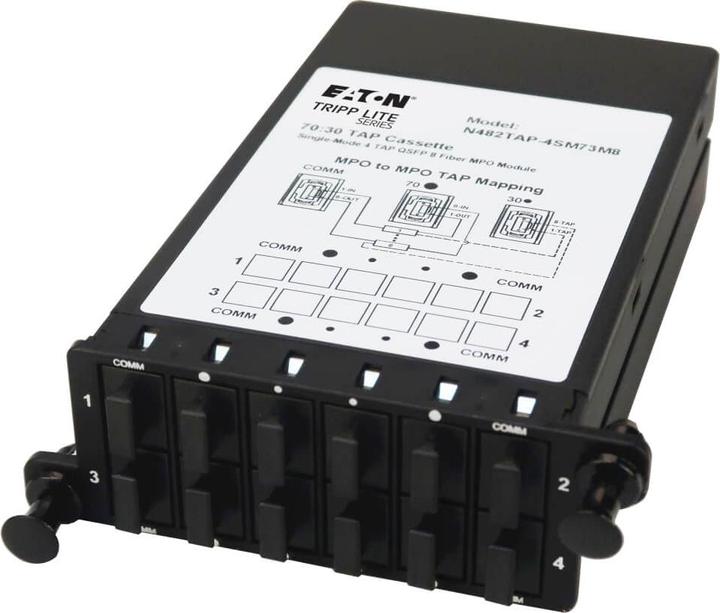 Eaton TRIPPLITE Fiber TAP Cassette - Singlemode 8-Fiber MPO to MPO 4monitoring Ports 70/30 Split