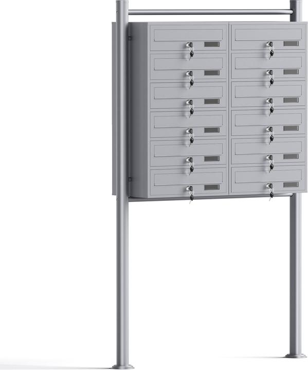 Wiltec 12er Briefkastenanlage silberfarben 2x6 Standbriefkasten Briefkasten Post