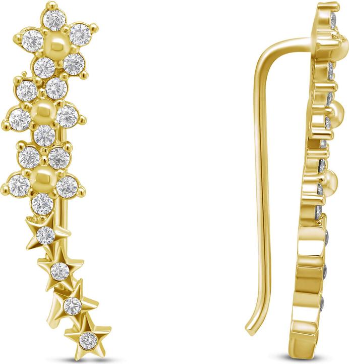 Produktbild Brilio Silver - Playful longitudinal gold-plated earrings with zircons EA81Y