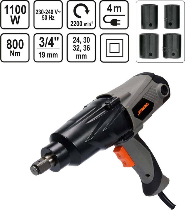 Actual product image Sthor Electric impact wrench 1100W 3/4"800Nm 57097 (Rechargeable battery operated)