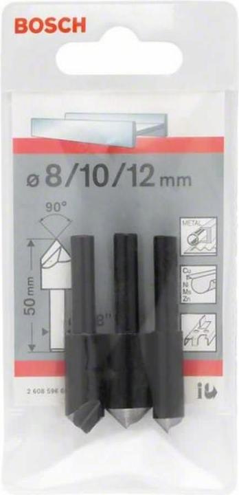 Bosch Professional Zubehör 3-tlg. Kegelsenker-Set, 6–8 mm (8 mm, 10 mm, 12 mm)