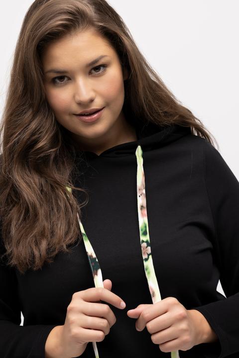 Actual product image Ulla Popken Ruffle Hem A-line Fit Hooded Sweatshirt (50, 52)