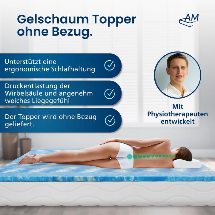 Image du produit AM Qualitätsmatratzen Gelschaum Topper, Gel Memory Foam ohne Bezug (160 x 200 cm)