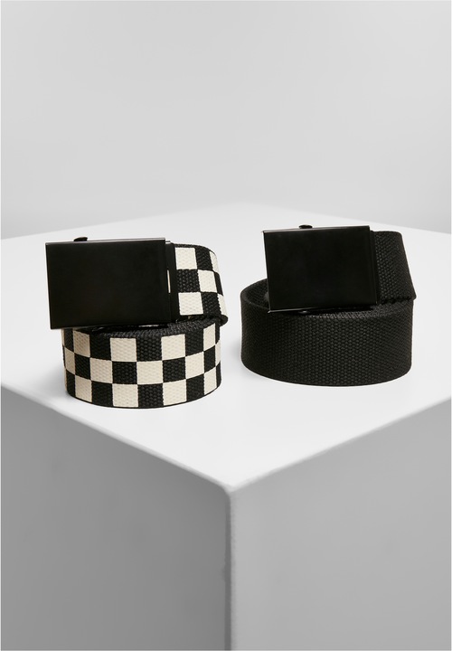 Actual product image Urban Classics Check And Solid Canvas Belt 2-Pack (L)