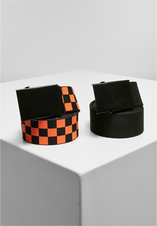 Actual product image Urban Classics Check And Solid Canvas Belt 2-Pack (L)