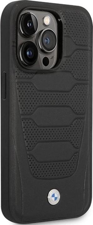 Actual product image BMW Case BMHMP14L22RPSK iPhone 14 Pro 6.1" czarny/black Leather Seats Pattern MagSafe (Apple iPhone 14 Pro)