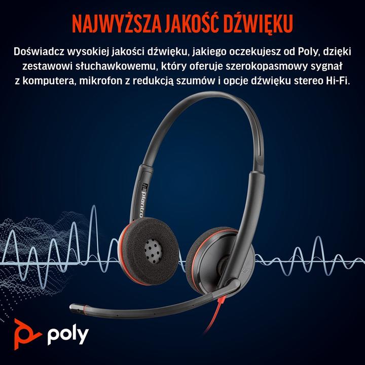 Produktbild Poly Blackwire 3220 + USB-C/A Adapter (Kabelgebunden, USB-C, Avaya, Cisco, Skype, Unify)