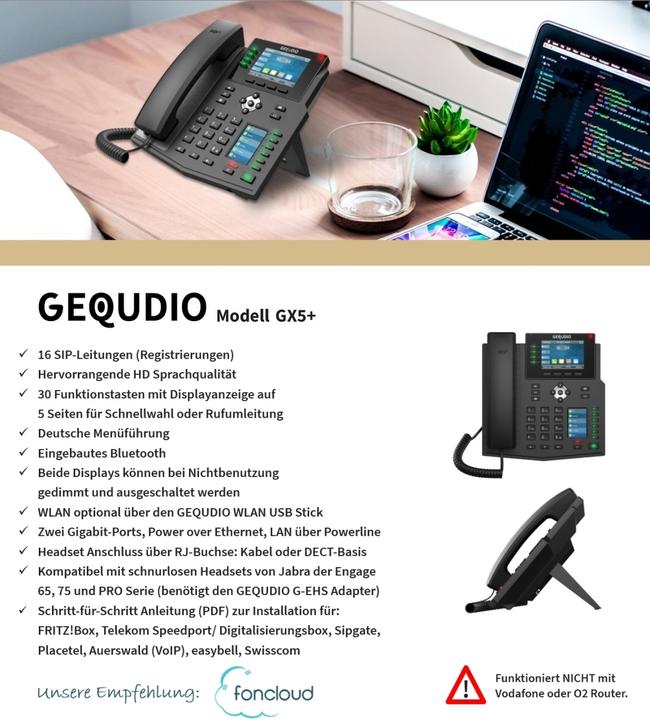 Produktbild Gequdio GX5+ IP-Telefon Set mit Netzteil & Headset