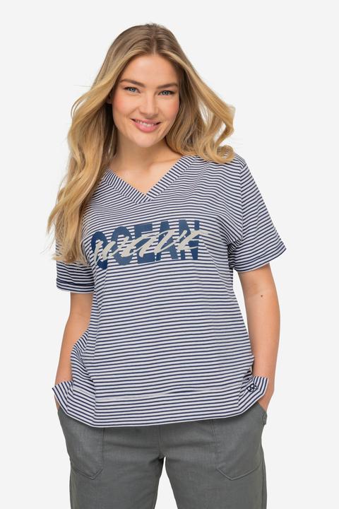 Immagine prodotto Laurasøn T-shirt con righe, scollo a V, maniche corte e OEKO-TEX Made in Green (L)