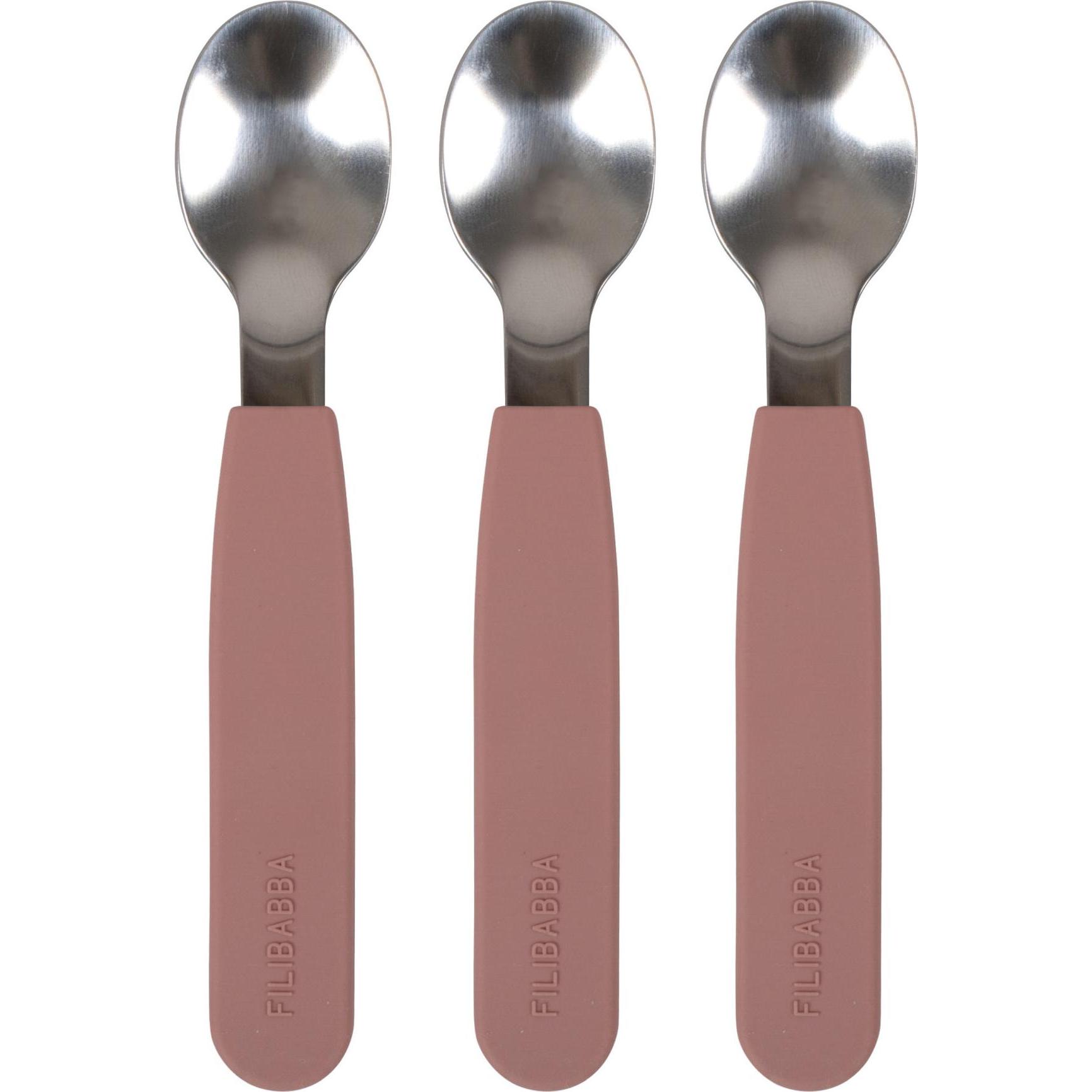 Thumbnail - Filibabba, Kindergeschirr + Kinderbesteck, Silikonlöffel 3er-Pack - Rose