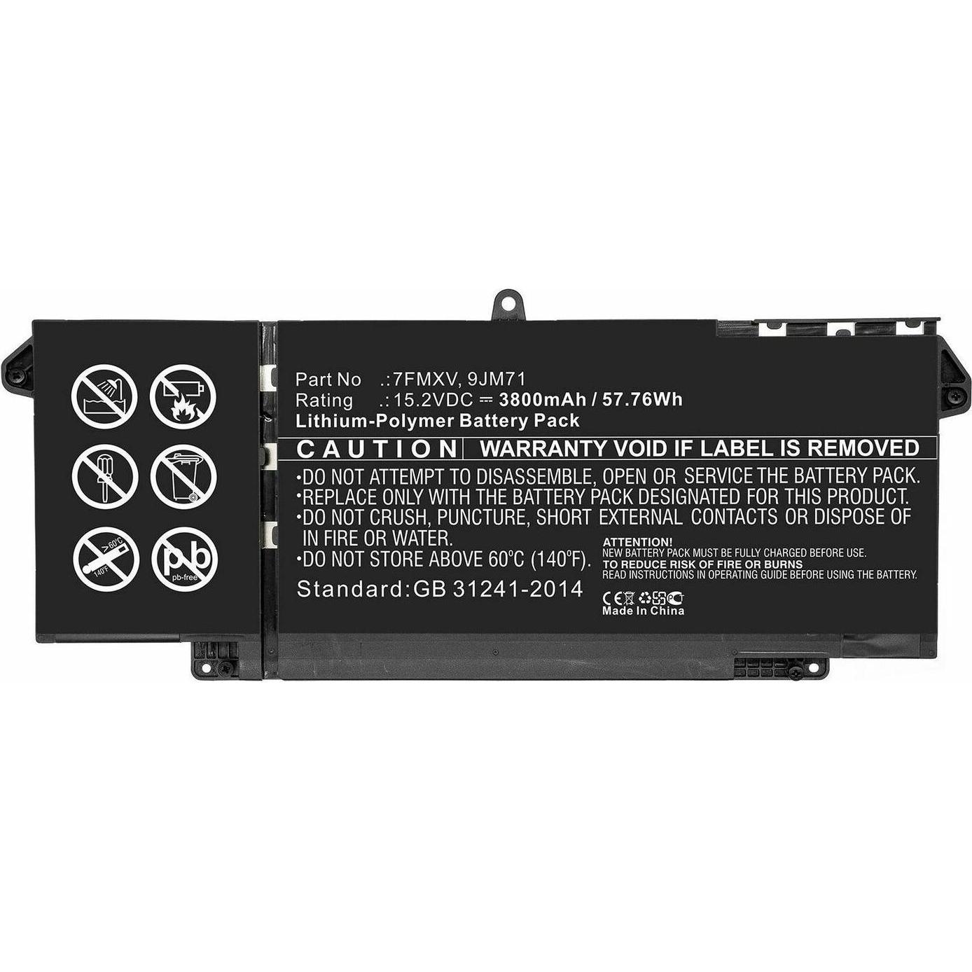 CoreParts Laptop Battery for Dell (3800 mAh), Notebook Akku, Schwarz