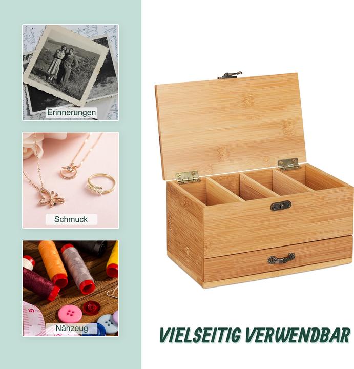 Actual product image Relaxdays Sewing Box,4 Compartments